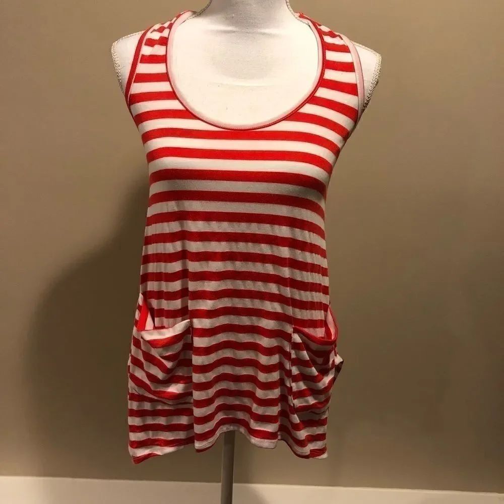 Ella Moss Red & White Striped Tank Top